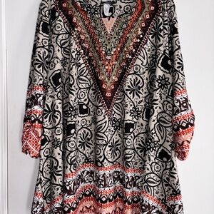 Bohemian Floral V-Neck Top - Multicolor